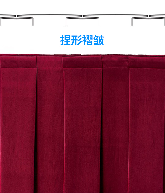 箱形\平行\(zhòng)刀形\捏形\按扣軌道等舞臺(tái)阻燃幕布褶皺類型概述介紹（附圖）